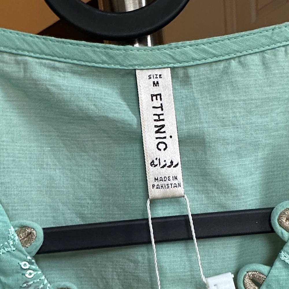 Classic Embroidered Women Kurta in Mint Green - Picture 5 of 10